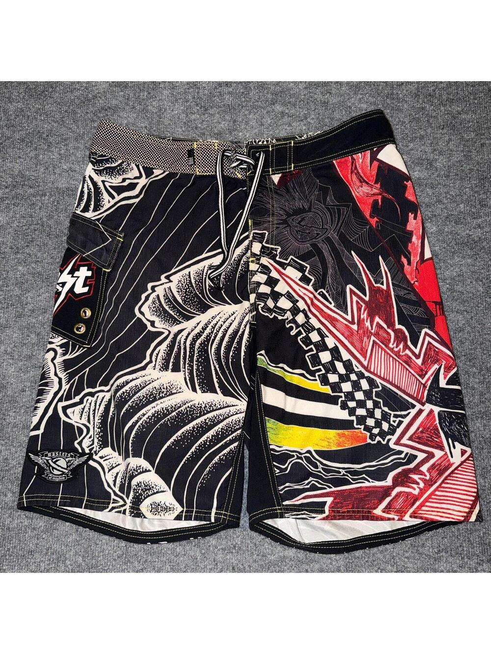 LOST Enterprises Dragon Surf Board Shorts Mens LG VTG Y2K 90s Rare